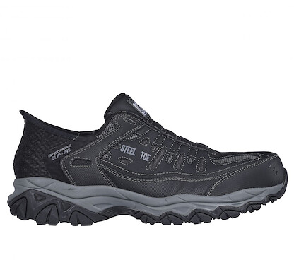 SKECHERS WORK Men's Slip-Ins Cankton - Faison Soft Toe EH Work Shoe Black - 200211-BLK