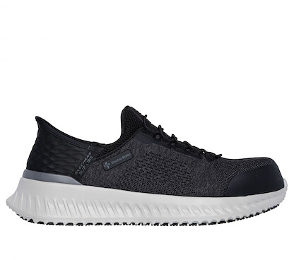 SKECHERS WORK Men's Slip-Ins Tilido - Troxin Composite Toe ESD Work Shoe Black/Gray - 200298-BKGY