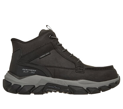 SKECHERS WORK Men's Slip-ins: Santoro Carbon Nano Composite Toe Hands Free Moc Toe Work Boot Black - 200459-BLK