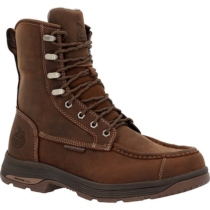 GEORGIA BOOT Men’s 11” Athens SuperLyte Waterproof Wellington Soft Toe Pull-On Boot Brown - GB00724