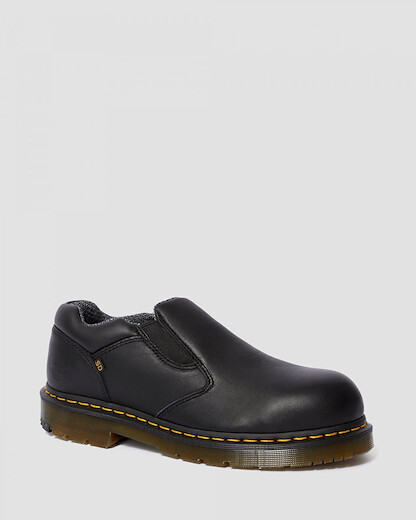 DR MARTENS WORK Men's Dunston Slip-On Steel Toe ESD Work Shoe Black Full Grain Leather - 23119001