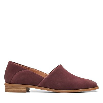 Clarks Women's Pure Belle Slip-On Burgundy Suede - 26168761