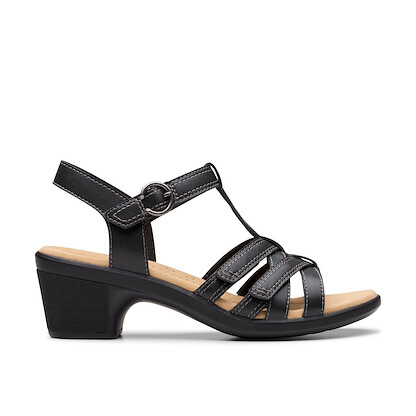 Clarks Women's Emily 2 Rose Sandal Black Leather - 26181670