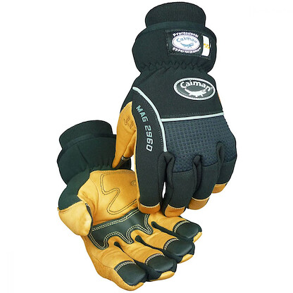 Caiman Leather Heatrac Insulated Palm Grip Waterproof Winter Gloves Gold/Black (1 pair) - 2960