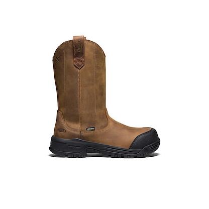 KEEN Utility Women's 7" Evanston Carbon Composite Toe Waterproof Pull-On Work Boots Bison/Black - 1030488