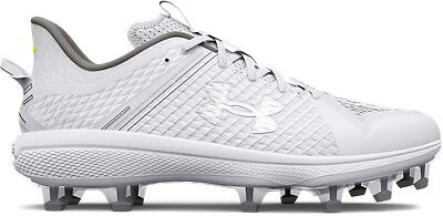Under Armour Men's UA Yard Low MT TPU Baseball Cleats White/White/Metallic Silver - 3025591-100