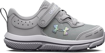 Under Armour Girls' Infant UA Assert 10 Alternate Closure Running Shoes Halo Gray/Pink Sugar/Iridescent - 3026191-100