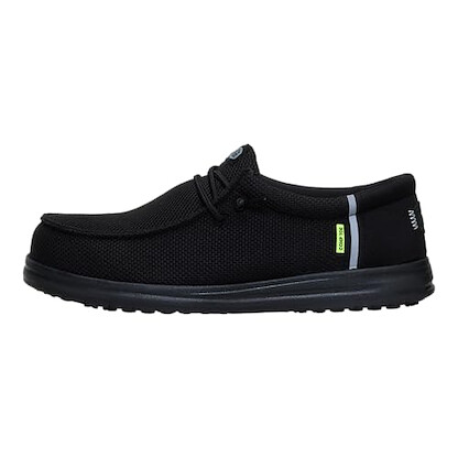 HEYDUDE Wally Work CT Black/Black 12, Mens Shoes, Slip-on Loafers, Comfortable & Light-Weight