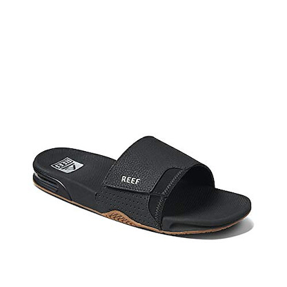 REEF Men's Fanning Slide Sandal Black/Silver - CI3632