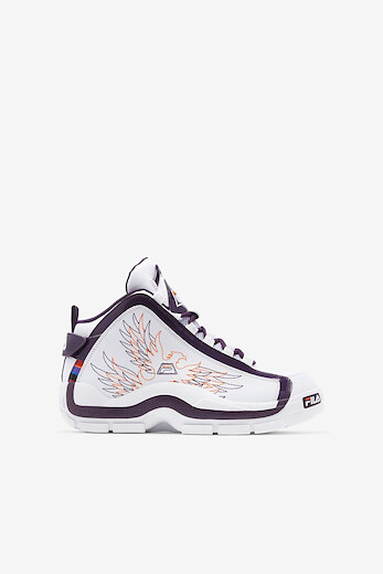 FILA Unisex Kids' Grant Hill 2 History Basketball Shoes White/Purple Pennant/Vibrant Orange - 3BM01367-133