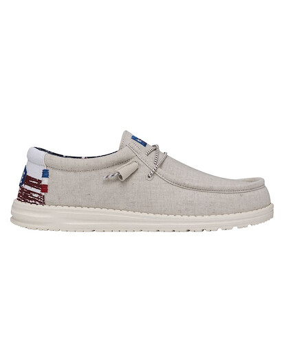 HEYDUDE Men's Wally Texas Canvas Easy-On Shoe Off White - 40380-1LB