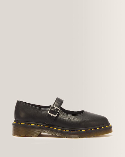 Dr Martens Elphie Mary Jane Shoes Black Virginia Leather - 40685001