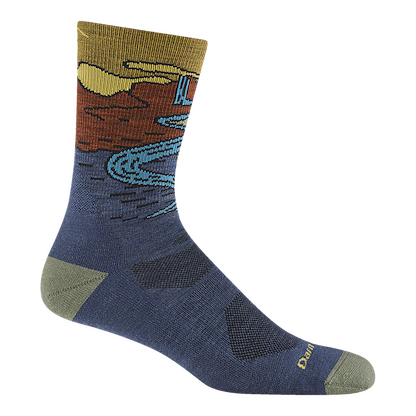 Darn Tough Men's Chasing Waterfalls Micro Crew Lightweight with Cushion Socks Denim - 5020-DENIM