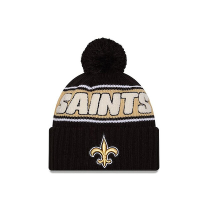 New Era Men's Black New Orleans Saints 2024 Sideline Cuffed Knit Hat with Pom