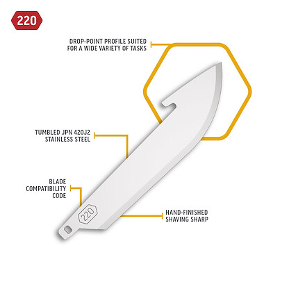 OUTDOOR EDGE RazorSafe 2.2" Stainless Drop-Point | 6 Pack of EDC Drop Point Blades | Compatible 2.2" Razor Blade Knives | Perfect for Work & Everyday Carry