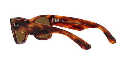 Ray-Ban Unisex RB0840SF Mega Wayfarer Low Bridge Fit Square Sunglasses, Striped Havana/Brown Polarized, 52 mm