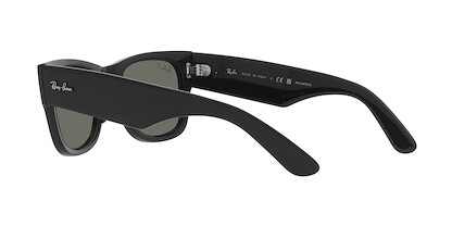 Ray-Ban Unisex RB0840SF Mega Wayfarer Low Bridge Fit Square Sunglasses, Black/Green Polarized, 52 mm