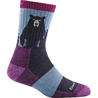 Darn Tough Women's Bear Town Micro Crew Lightweight with Cushion Hiking Sock Purple - 1970-PURPLE