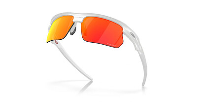 Oakley OO9400 Bisphaera Rectangular Sunglasses, Polished White/Prizm Ruby, 68 mm