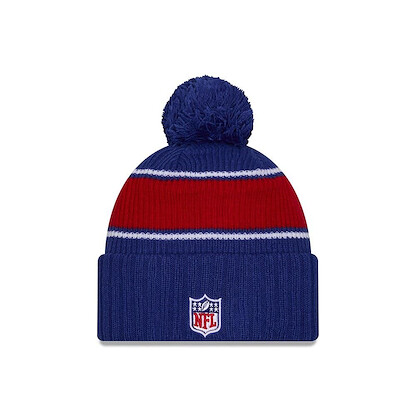 New Era Men's Royal New York Giants 2024 Sideline Cuffed Knit Hat with Pom