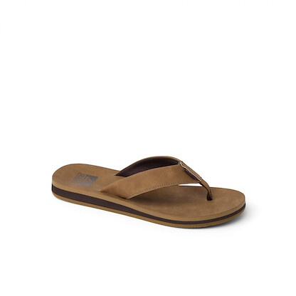 REEF Men's Groundswell SL Flip Flop Sandals Tan Leather - CJ9900