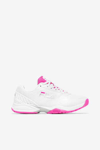 FILA Women's Volley Zone Volleyball Shoe White/Pink/White - 5PM00594-155