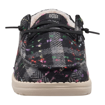 HEYDUDE Wendy Confetti Plaid Cozy Black/Multi Size 5, Women’s Shoes, Slip-on Loafers, Comfortable & Light-Weight
