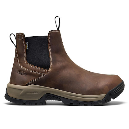 KEEN Utility Men's Evanston Chelsea Carbon Composite Toe Waterproof Work Boots Bison/Black