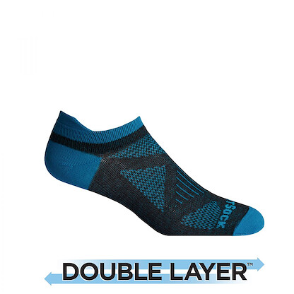 Wrightsock Women's Coolmesh II Tab Double Layer Anti-Blister Socks Black/Turquoise - 703.8201