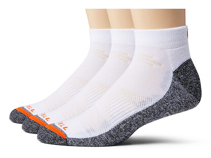 Merrell Men's and Women's Lightweight Repreve Work Comfort Cushioning Low Cut Sock 3 Pair Pack, White, Shoe Size: 13-15