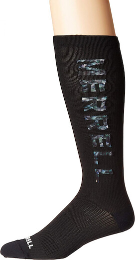 Merrell mens Printed Crew Casual Sock, Black, 10-13 Womens 9.5-12 US
