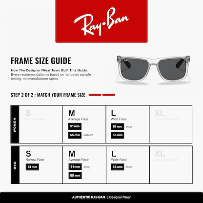 Ray-Ban Unisex RB4165 Justin Rectangular Sunglasses, Rubber Transparent/Dark Grey, 51 mm