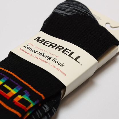 Merrell -men's and -women's Zoned Lightweight Cushion Wool Hiking Crew Socks-1 Pair Pack-Breathable Unisex Arch Support, Black Rainbow, Small-Medium