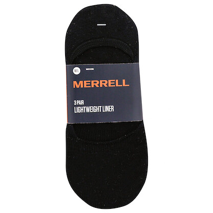 Merrell Lightweight Liner Socks-3 Pair Pack-Unisex Arch Support and Heel Gripper, Black/Nude/White, S/M (Men's 5-8.5 / -Women's 5-9.5)