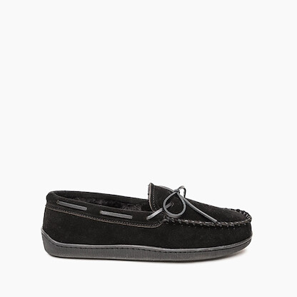 Minnetonka Men's Pile Lined Hardsole Slipper Black -