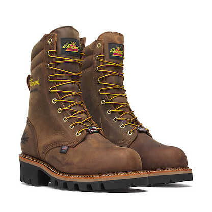 Thorogood Men's 9" Logger Series Steel Toe Waterproof Logger Work  Boot Brown Stud Horse - 804-3555