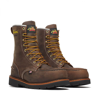 Thorogood Men's 8" 1957 Series Steel Toe Waterproof MaxWear90 Moc Toe Work Boot Brown Crazy Horse - 804-3898