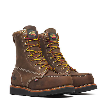 Thorogood Men's 8" American Heritage Steel Toe MAXWear Wedge Work Boot Dark Brown Trail Crazy Horse - 804-4235