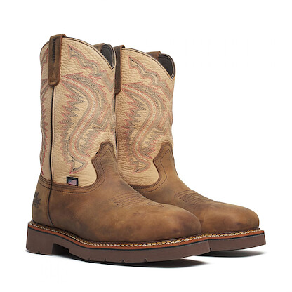 Thorogood Men's 11" Western Work Nano Composite Toe Waterproof Pull On Work Boot Rawhide/Brown Crazy Horse - 804-4307