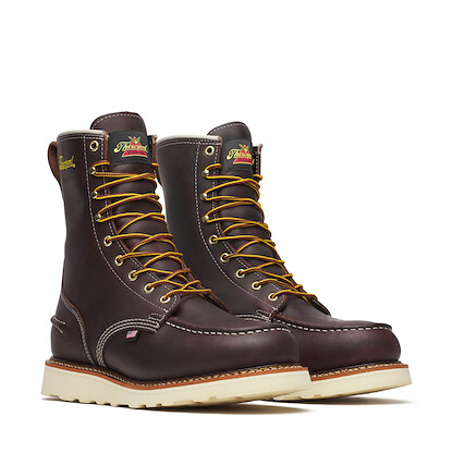 Thorogood Men's 8" 1957 Series Soft Toe MAXwear Wedge Waterproof Work Boot Briar Pitstop Leather - 814-3800