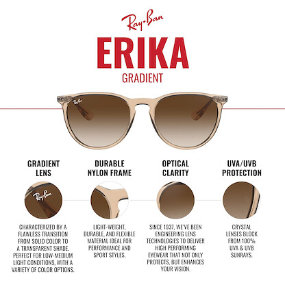 Ray-Ban Unisex RB4171 Erika Round Sunglasses, Dark Rubber Sand/Violet Gradient Brown, 54 mm