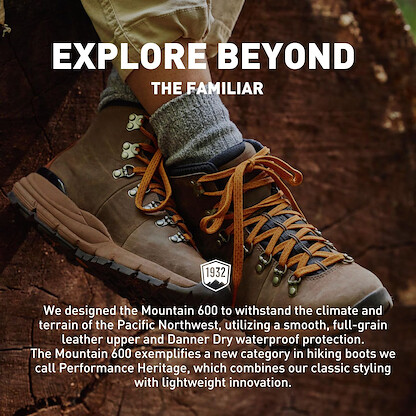 Danner Mountain 600 Waterproof Hiking Boots for Men - Lightweight, Durable Upper, Breathable Lining, Triple-Density Footbed & Vibram Traction Outsole, Black/Khaki - 11 D