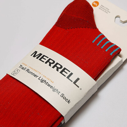 Merrell Unisex Trail Runner Lightweight Crew Sock 1 pair per pack, Red,9.5-12 Women's / 8.5-13 Men's