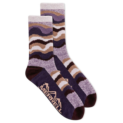Merrell Men's and -Women's Double Layer Brushed Crew Socks-1 Pair Pack-Unisex Arch Support and Odor Fighting Technology, Purple, Small-Medium