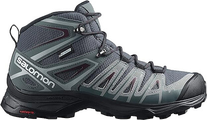 Salomon Women's X Ultra Pioneer Mid Waterproof Hiking Boot Ebony/Stormy Weather/Wine Tasting - L41671200
