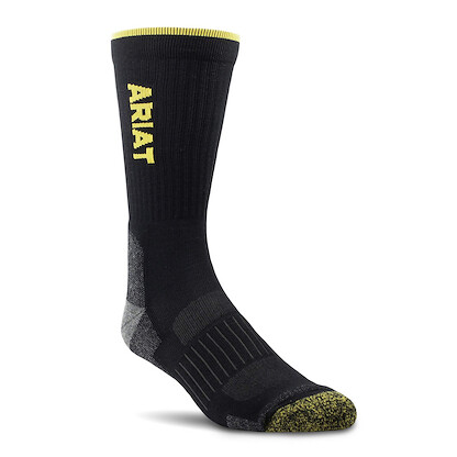 ARIAT High Performance Crew Tek Work Boot Sock (2-Pair Pack) Black - AR2777-002