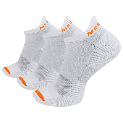 Merrell Unisex Cushioned Cotton No Show Tab Socks White (3 pairs) Size S/M - MEA33566T3B2001-WHITE