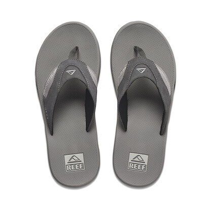 Reef Men's Fanning Sandal, Grey Suede, 4