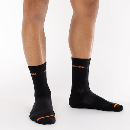 Mereell Unisex Recycled Cushion Crew Sock 6 Pair Pack, Black, S/M