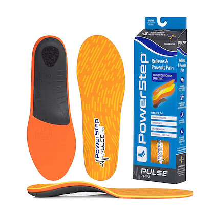 PowerStep Unisex PULSE Thin Arch Supporting Insoles for Cleats & Spikes Orange (1 pair) - 5047-01